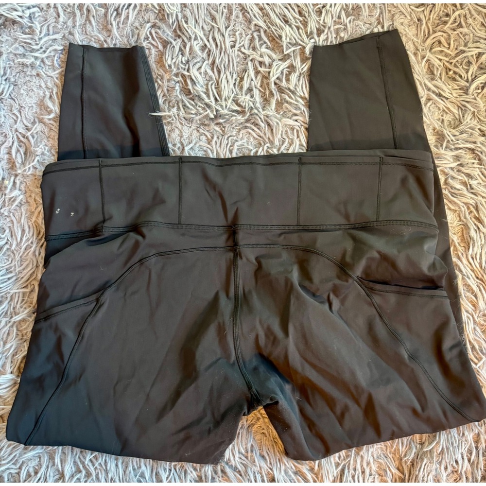 Lululemon Fast and Free High-Rise Tight 25 Nulux Black Leggings Pockets Size 14